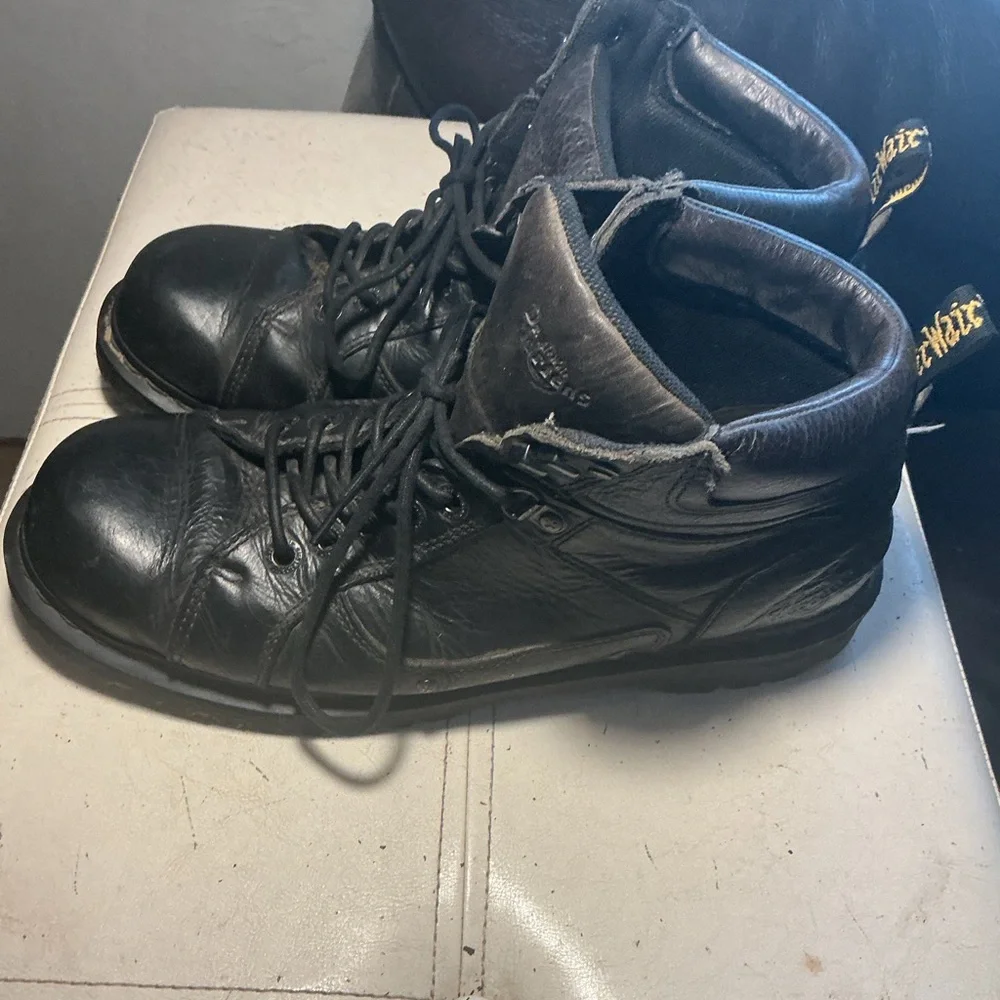 Dr. Martens Black Leather Lace-Up Work Boots
